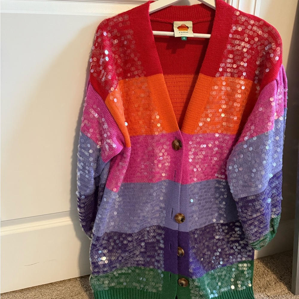 FARM Rio Multicolor Sequin Cardigan